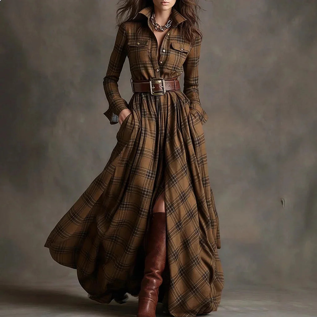 Plaid Flannel Button Front Maxi Dress