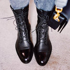 Lace-Up Cap Toe Combat Boots