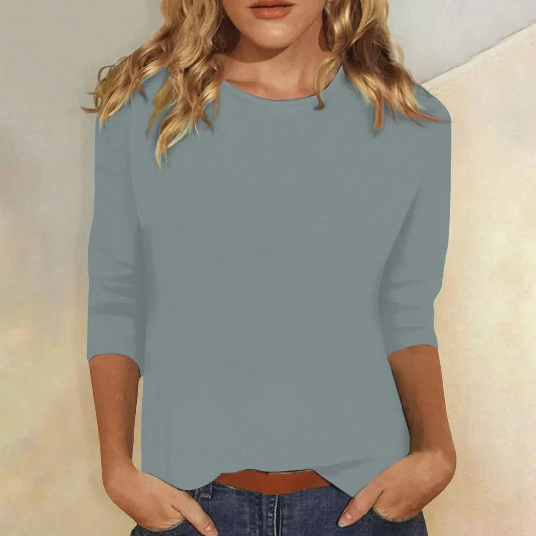 Crew Neck Three-Quarter Sleeve Top