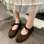 Suede Lace-Up Round Toe Loafers