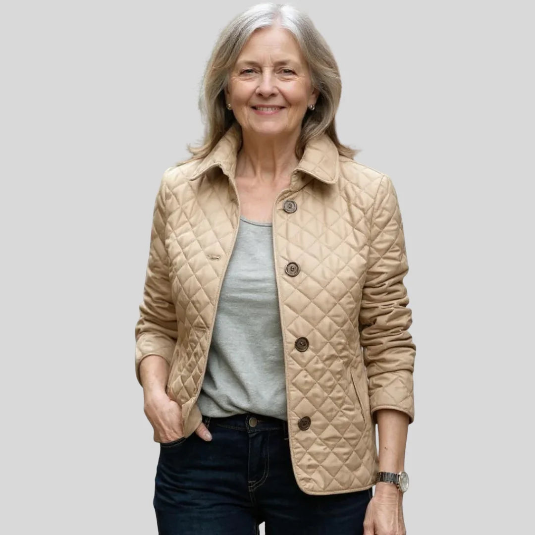 Women's Quilted Winter Jacket with Corduroy Collar