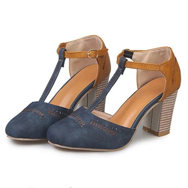 Block Heel T-Strap Mary Jane Shoes