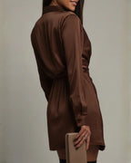 Long Sleeve Wrap Mini Dress