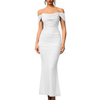 Off-Shoulder Ruched Maxi Formal Dress