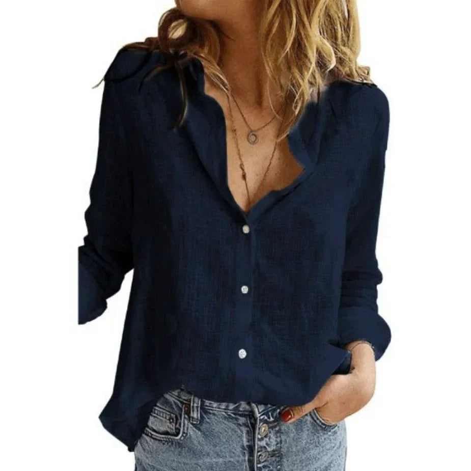 Relaxed Long Sleeve Button-Down Shirt