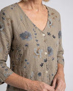 V-Neck Three-Quarter Sleeve Printed Blouse