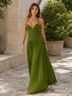 Lace-Bodice Halter Maxi Dress