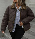 Women's Diamond Quilted Puffer Jacket with Collar