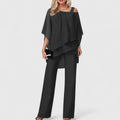 Cape Top and Wide-Leg Pant Set