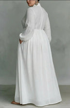 Long Sleeve Button-Front Maxi Dress