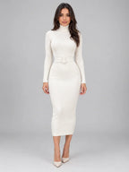 Women’s Ribbed Roll Neck Midi Dress