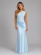 One Shoulder Ruched Bodycon Maxi Dress