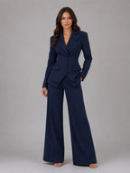 Three-Piece Pant Suit Set with Wide-Leg Trousers
