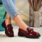 Patent Platform Loafers with Bow