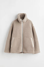 Women's Oversized Teddy Coat with Lapel Collar