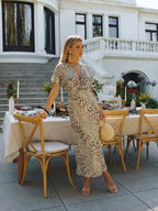 Artistic and Refined Abstract Print Midi Dress