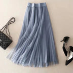 Pleated Tulle Maxi Skirt