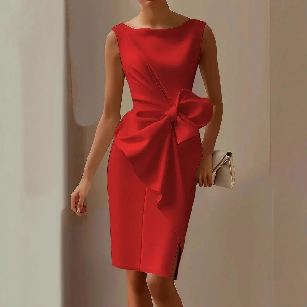 Mother of the Bride Bow Midi Dress