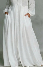 Long Sleeve Button-Front Maxi Dress