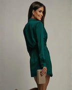 Long Sleeve Wrap Mini Dress