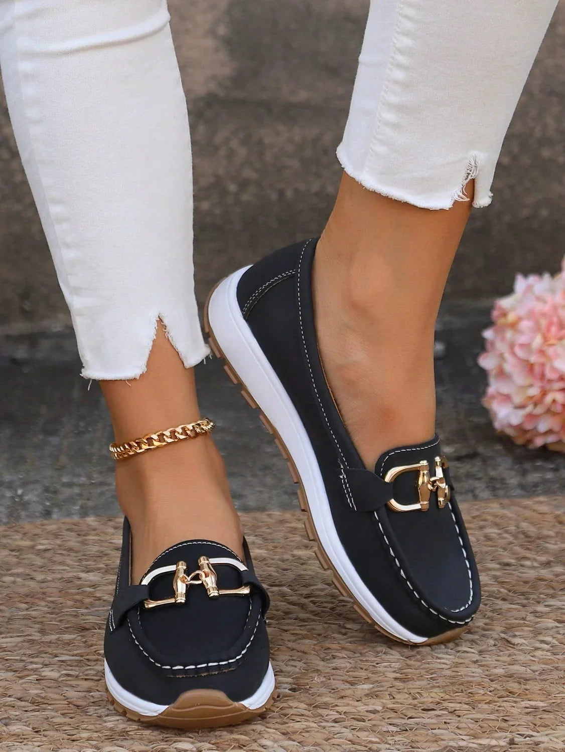 Chunky Loafers with Metal Buckle