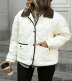 Women's Diamond Quilted Puffer Jacket with Collar