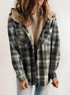 Plaid Flannel Sherpa Shirt Jacket