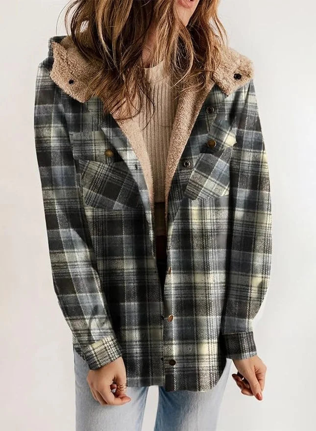 Plaid Flannel Sherpa Shirt Jacket