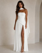 Strapless Scarf-Neck Maxi Dress