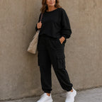 Crew Neck Top and Cargo Pant Set