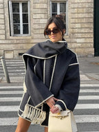 Women's Wrap Coat with Fringe Scarf