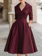 Shawl Collar Midi Wrap Dress
