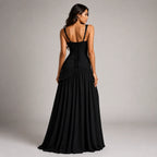 Draped Satin Wedding-Guest Maxi Dress