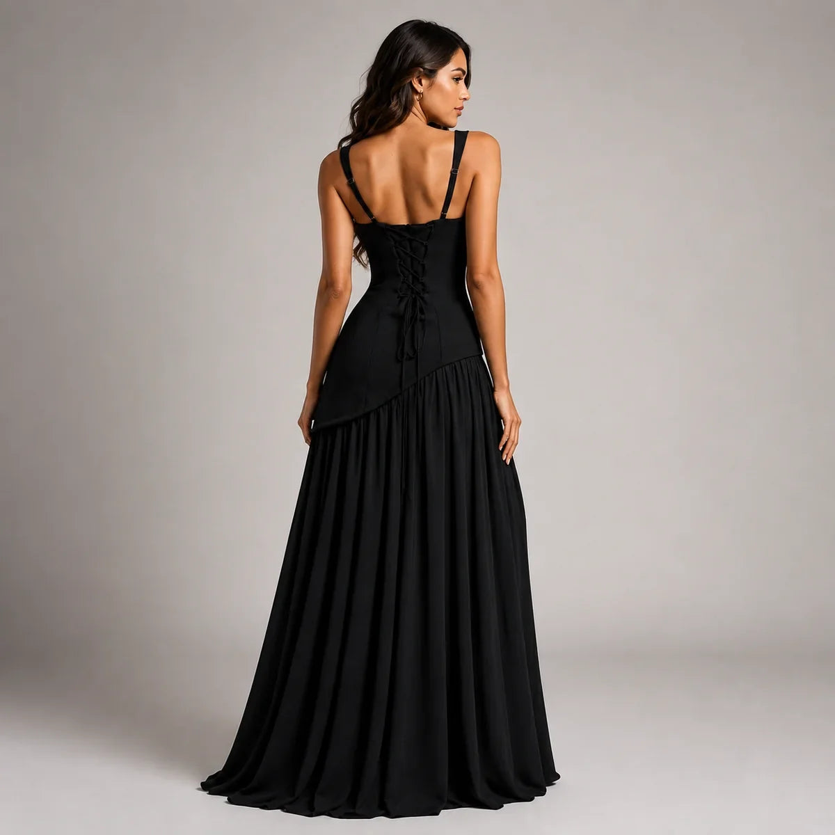 Draped Satin Wedding-Guest Maxi Dress