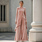 Velvet Drape Top and Wide-Leg Pant Set