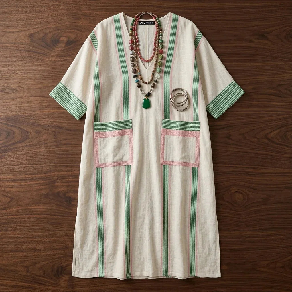 Linen-Blend Relaxed Maxi Dress
