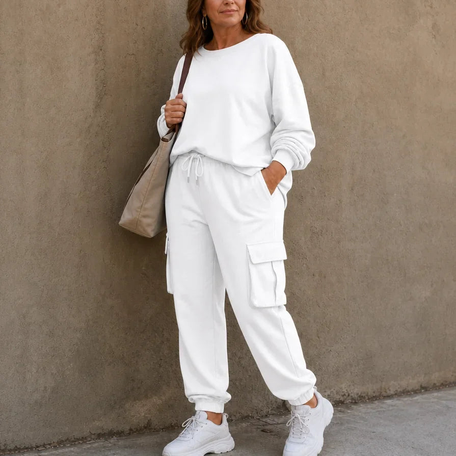 Crew Neck Top and Cargo Pant Set