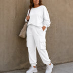 Crew Neck Top and Cargo Pant Set