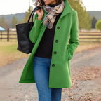 Wool Blend Pea Coat with Button Front