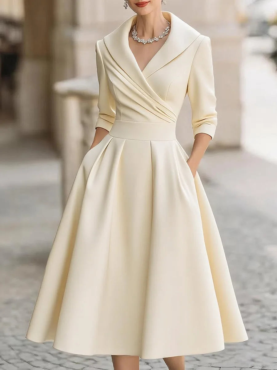 Shawl Collar Midi Wrap Dress