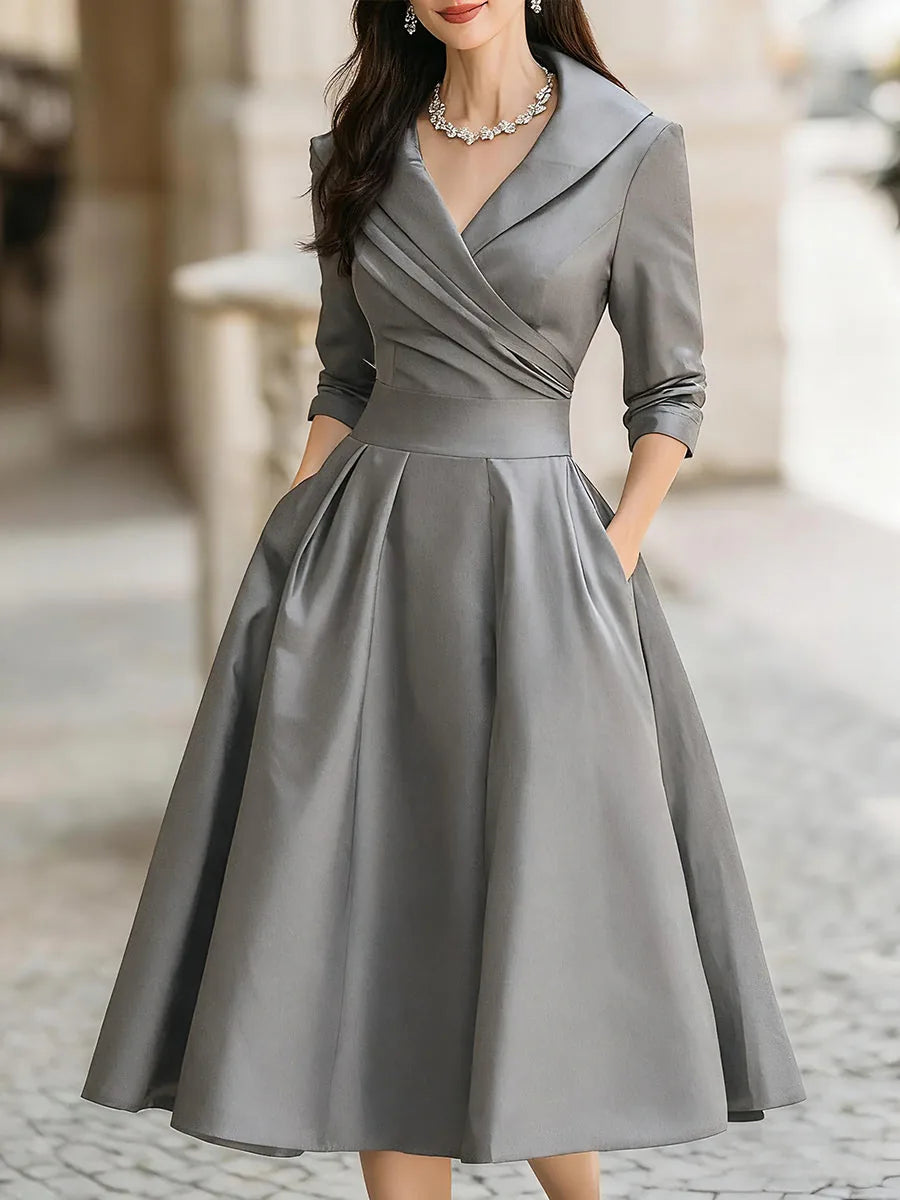 Shawl Collar Midi Wrap Dress