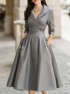 Shawl Collar Midi Wrap Dress