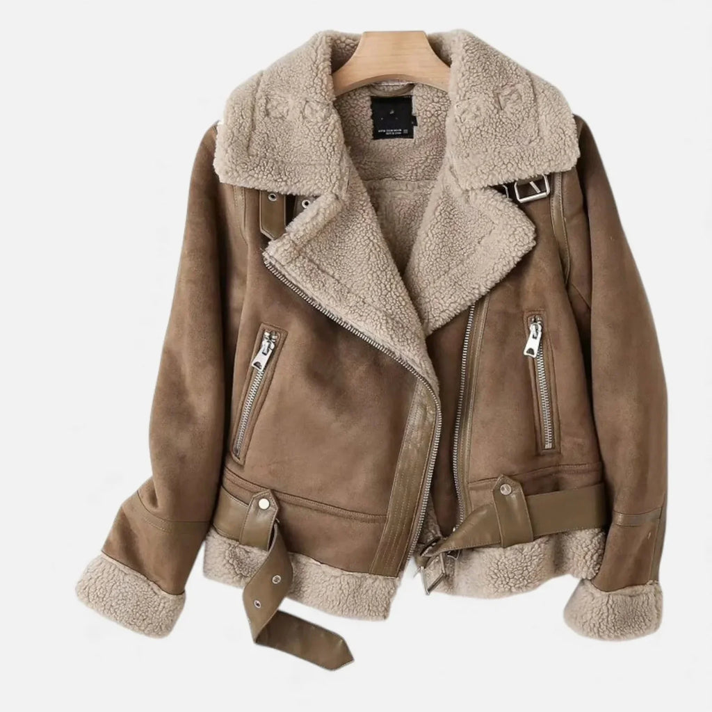 Sienna | Women's Suede Shearling Moto Jacket