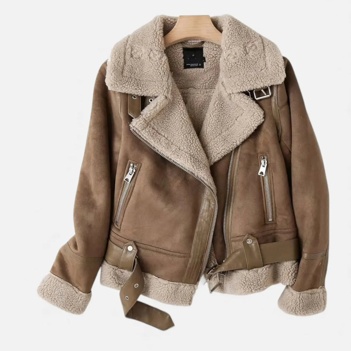 Sienna | Women's Suede Shearling Moto Jacket