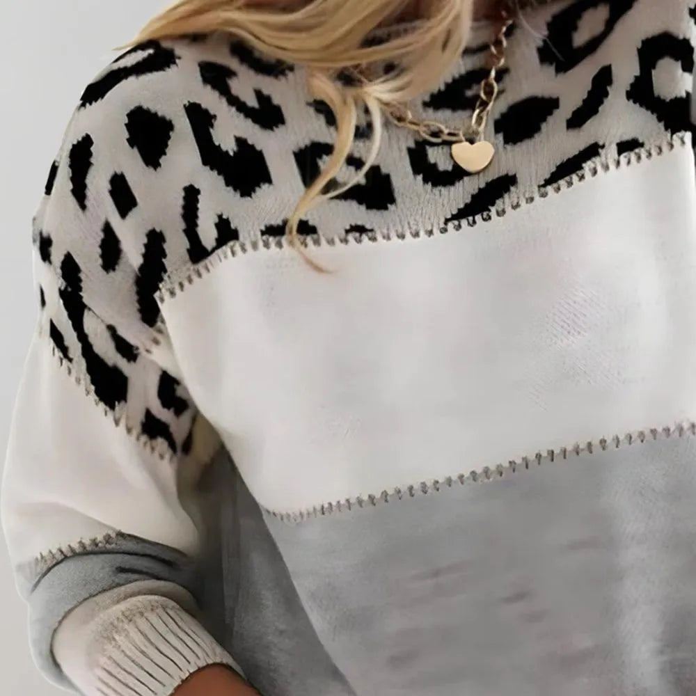 Tamsin | Women's Colorblock Leopard Sweater