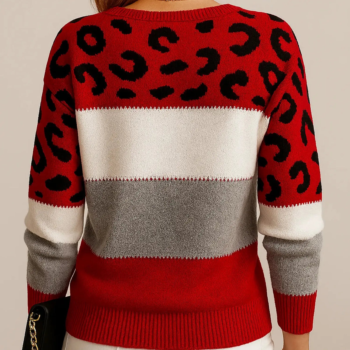 Tamsin | Women's Colorblock Leopard Sweater